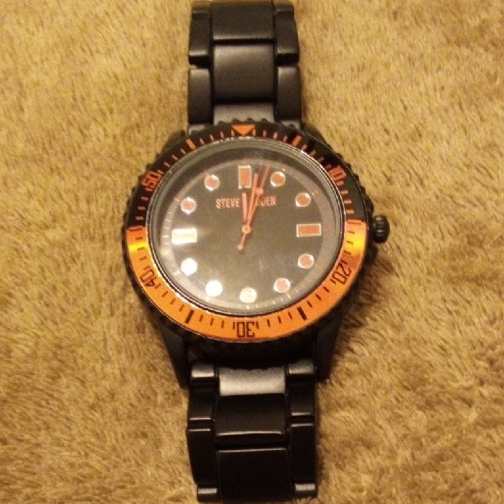 Steve Madden Black and Orange Watch